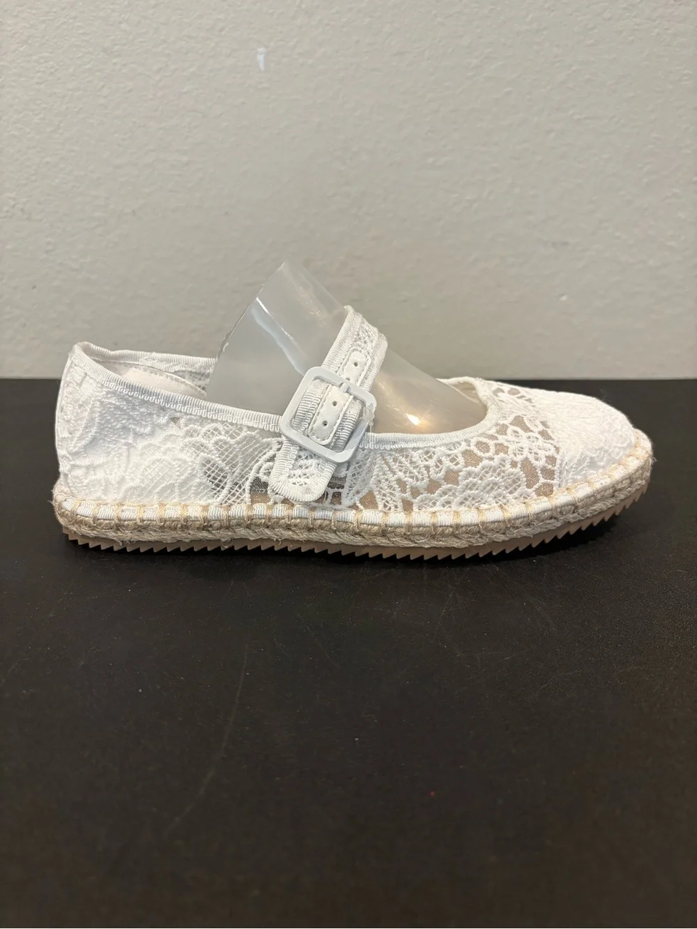 Art Class Kids White Madeline Lace Espadrille Mary Jane Flats Multiple Sizes